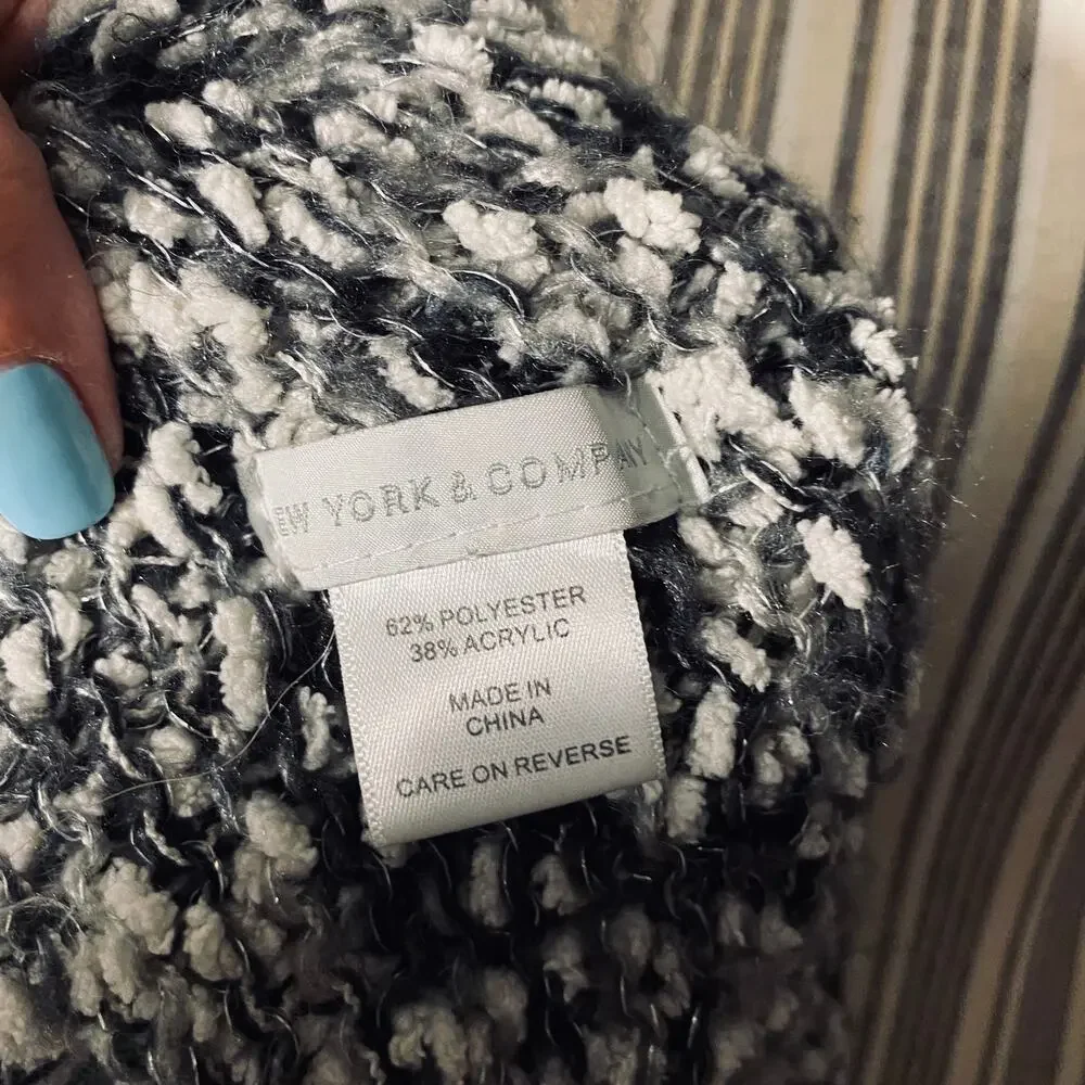 NY & CO Gray White Marbled Multi Color Short Loop Knit Scarf Women